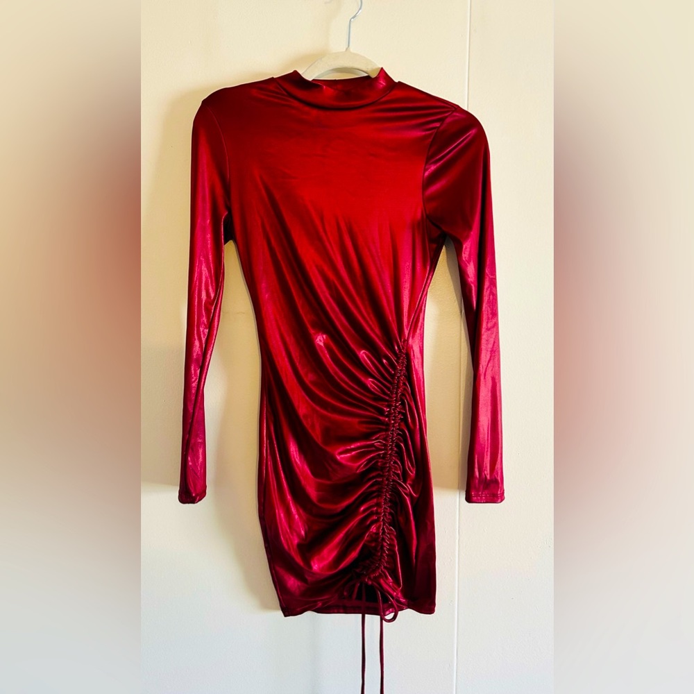 VALENT CUPID 💘 STUNNER DRESS RUBY RED HIGH NECK MINI DRESS
